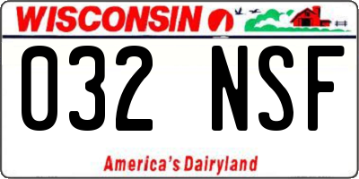 WI license plate 032NSF