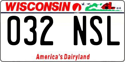 WI license plate 032NSL