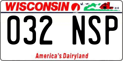 WI license plate 032NSP
