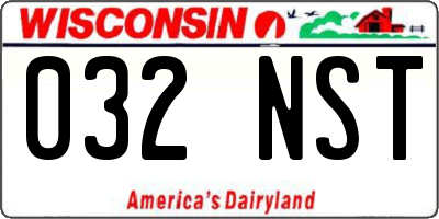 WI license plate 032NST