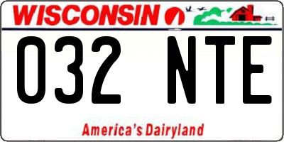 WI license plate 032NTE