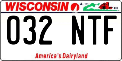 WI license plate 032NTF
