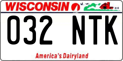 WI license plate 032NTK
