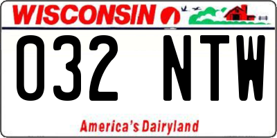 WI license plate 032NTW