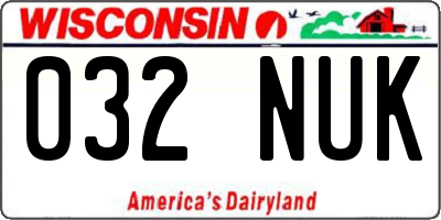 WI license plate 032NUK