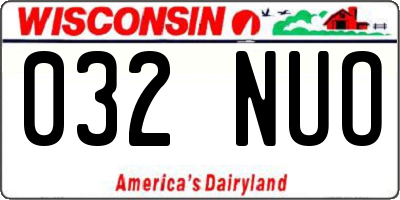 WI license plate 032NUO