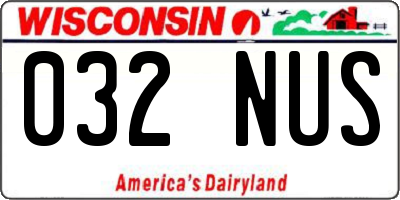 WI license plate 032NUS