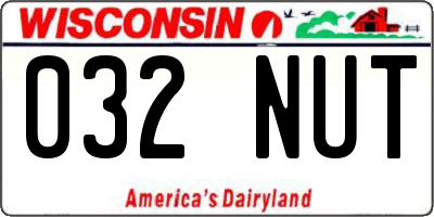WI license plate 032NUT