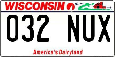 WI license plate 032NUX