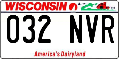 WI license plate 032NVR