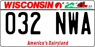 WI license plate 032NWA