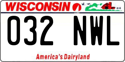 WI license plate 032NWL