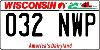WI license plate 032NWP
