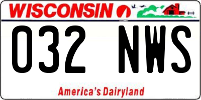 WI license plate 032NWS