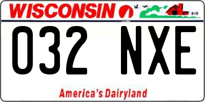 WI license plate 032NXE