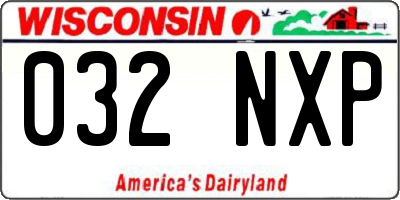 WI license plate 032NXP