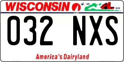 WI license plate 032NXS