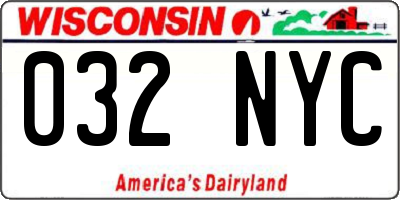WI license plate 032NYC