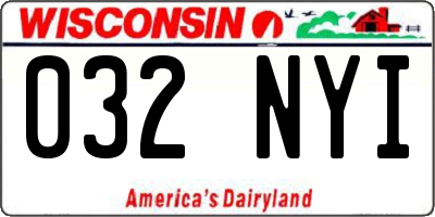 WI license plate 032NYI
