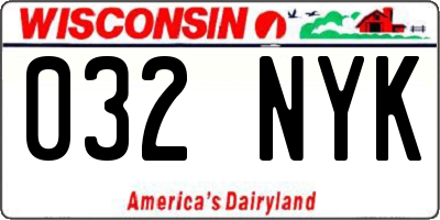 WI license plate 032NYK