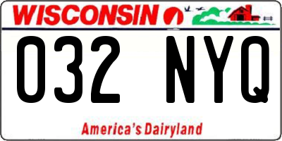 WI license plate 032NYQ