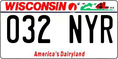 WI license plate 032NYR