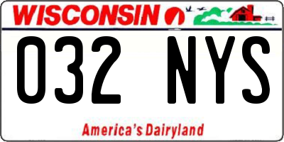 WI license plate 032NYS