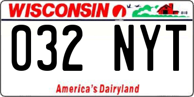 WI license plate 032NYT