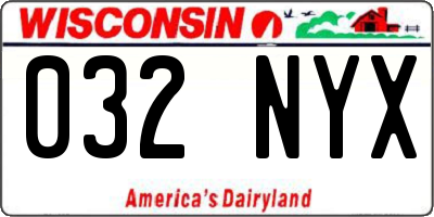 WI license plate 032NYX