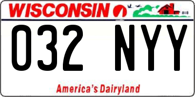 WI license plate 032NYY