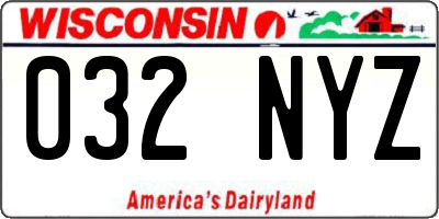 WI license plate 032NYZ