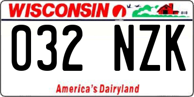 WI license plate 032NZK