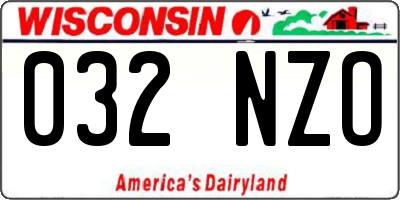 WI license plate 032NZO