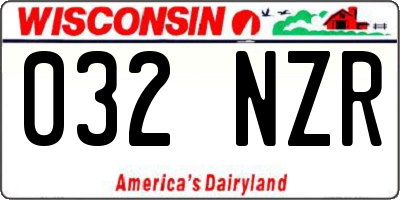 WI license plate 032NZR