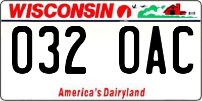 WI license plate 032OAC