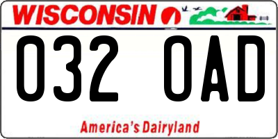 WI license plate 032OAD