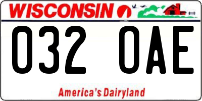 WI license plate 032OAE
