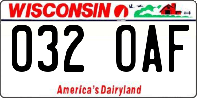 WI license plate 032OAF
