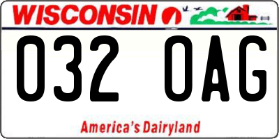 WI license plate 032OAG