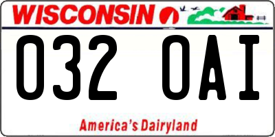 WI license plate 032OAI
