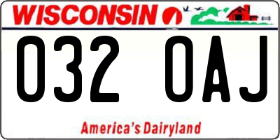 WI license plate 032OAJ