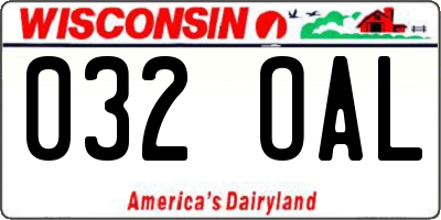 WI license plate 032OAL