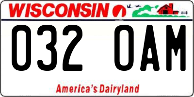 WI license plate 032OAM