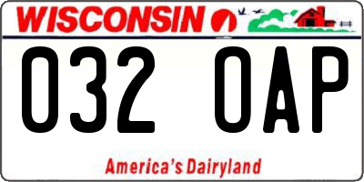 WI license plate 032OAP