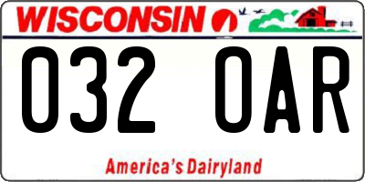 WI license plate 032OAR