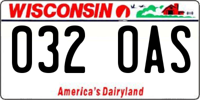 WI license plate 032OAS