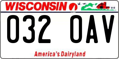 WI license plate 032OAV