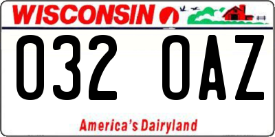 WI license plate 032OAZ