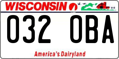 WI license plate 032OBA