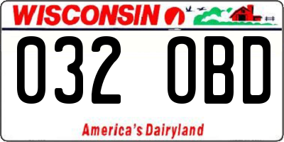 WI license plate 032OBD